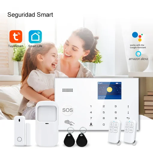 Cod. 403  Kit Sistema de Alarma Wi-Fi&amp;GSM TUREON TUR-G30 /&nbsp;Central con Pantalla LCD y teclado t&aacute;ctil / Control APP TuyaSmart/SmartLife / 1*Detector de movimiento / 1*Sensor magn&eacute;tico / 2*controles / 2*magn&eacute;ticos RFID / Sirena 100dB