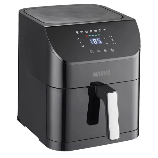 Cod. 1076 Freidora de aire MARVO HAF-128 / 8.0 Litros / 80°C A 200°C / Ban. antiadherente / 1700W / Pantalla LED y controles táctil ( 7 prog. Pre-Instalada) Alarma y Apag. Auto.