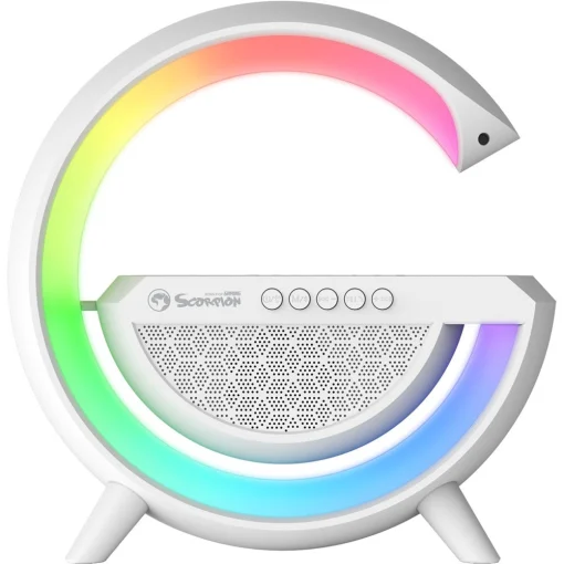 Cod. M:165 Parlante Bluetooth MARVO SG-302 con Iluminación RGB y función de carga inalámbrica / Manos libres / Radio FM / RMA 5W / Batería 1200MAH 5V 1A / USB Tipo-C