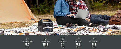 Cod. 207 Estación de energía portátil ANKER Solix 521, batería LiFePO4 de 256 Wh / 300 W (pico 600 W) / 2* tomas CA, 2*USB-A IQ, 1*USB-C PD 60 / carga rápida 1.5hr 80% / luz LED / Peso 8.2 lbs