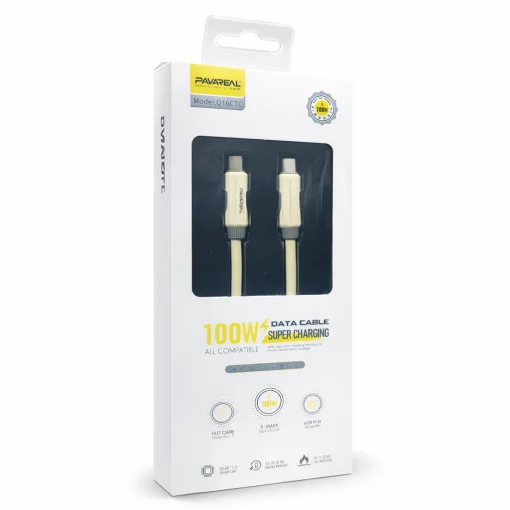Cod. 267 Cable Pavareal Q16CTC USB-C a USB-C / Compatible iPhone16/15 y Android / Carga r&aacute;pida 100 W / 1 m / beige
