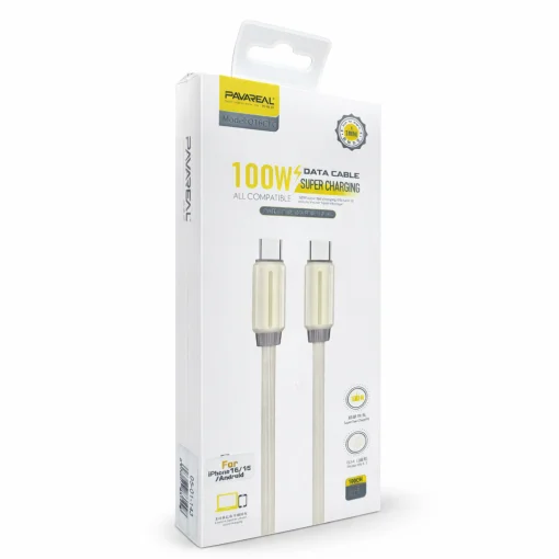 Cod. 267 Cable Pavareal Q16CTC USB-C a USB-C / Compatible iPhone16/15 y Android / Carga r&aacute;pida 100 W / 1 m / beige