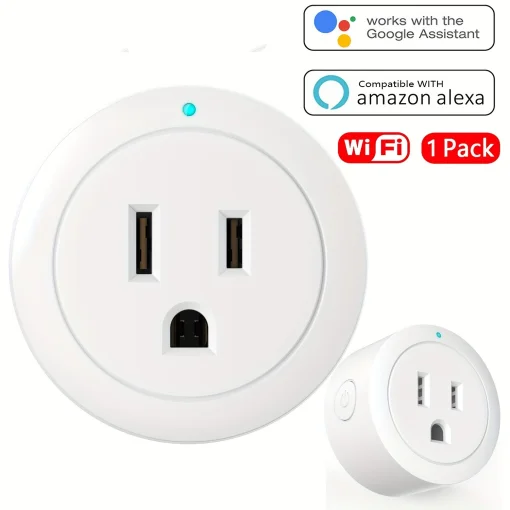 Cod. I:891 Enchufe Smart YX-WS01 / Encendido/Apagado Programable y funci&oacute;n de temporizador / 10A-100-240V 50/60Hz / Compatible con Alexa o Google Home / blanco
