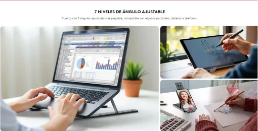 Cod.B:1121 Base Netebook Genius G-Stand M250 / Plegable / altura ajustable (7 niveles) / hasta 17" de 15Kg. / Compatible: Laptop, Tablet o Tel&eacute;fono / aluminio + silicona antideslizante