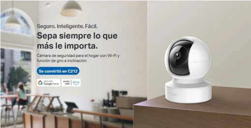 Cod. 347 Cámara Smart TP-link Tapo C212 360º 2K 3MP/ Vista Nocturna Adv. / Detección y Seguimiento de personas / Zonas act. personalizables / Alarma luz y sonido / Audio bidireccional / Soporta: microSD (hasta 512GB) / compatible: Google Home y Alexa.