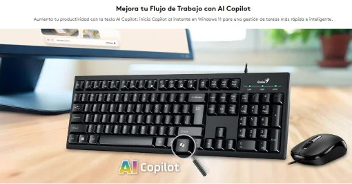 Cod. 254 Kit Genius KM-100SE Teclado + Mouse 1200DPI / USB / Tecla AI Copilot / Espa&ntilde;ol