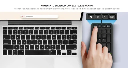 Cod. G:280 Teclado Num&eacute;rico Genius Numpad 125 AI Copilot / USB A / Silencioso / Reposamu&ntilde;ecas / Compatible: Windows&reg;, macOS X