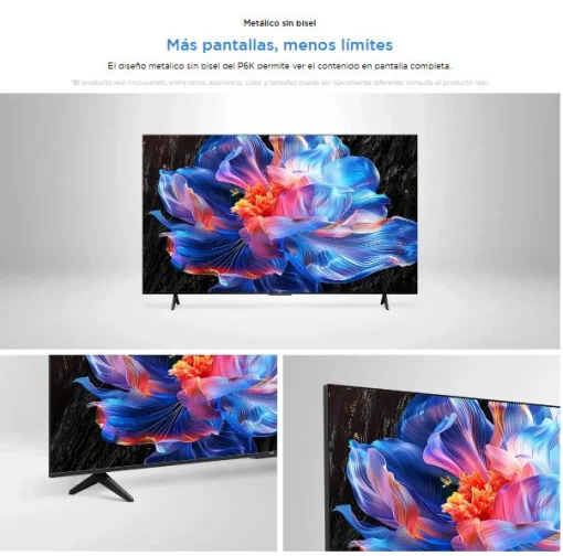 Cod 129 Smart TV TCL 75" 4K 75P6K HDR 10+ MEMC / Google TV / AiPQ / Dynamic Color / Bisel Met&aacute;lico / Panel HVA / HDMI 2.1, USB 3.0 / WiFi 5 &amp; BT5.2 / DTS-HD audio 15W*2 / Google Cast / Control remoto por voz