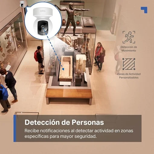 Cod. 347 Cámara Smart TP-link Tapo C212 360º 2K 3MP/ Vista Nocturna Adv. / Detección y Seguimiento de personas / Zonas act. personalizables / Alarma luz y sonido / Audio bidireccional / Soporta: microSD (hasta 512GB) / compatible: Google Home y Alexa.