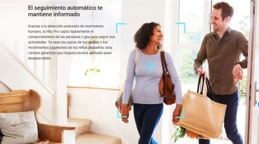 Cod. 333 Cámara Smart 360° EZVIZ H6c Pro 2K / Visión Nocturna a Color / Modo patrulla / Detección (AI) Personas y ruidos fuertes / Seg. automát. / Audio bidireccional y botón llamada / Compatible: Alexa y google home / Soporta microSD hasta 512GB