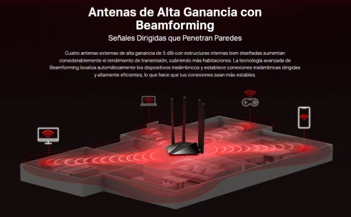 Cod. 142 Router Wireless MERCUSYS MR30G / Banda Dual AC1200 / 1.2 Gbps / 2*P/LAN Gigabit, 1* P/WAN Gigabit / (5 dBi) 4*Antenas Beamforming / MU-MIMO 2x2 / Conex. hasta 64 dispositivos    Marca	MERCUSYS Modelo	MR30G Descripción General	 WiFi Gigabit AC1200
