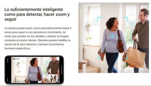 Cod. 331 Cámara Smart 360° EZVIZ H6c Pro 3K / Visión Nocturna a Color Smart / Modo patrulla / Detección (AI) Personas y ruidos fuertes / Seguimiento de Zoom Aut. / Audio bidireccional y botón de llamada / compatible: Alexa y google home / Soporta mi