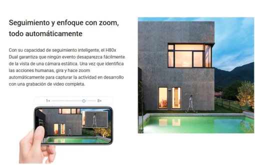 Cod. AE:745 Cámara Smart exterior EZVIZ H80x Dual 4K 360° / Vista Nocturna ColorFULL / Auto-Zoom Tracking / 2*modos patrulla / Detección humana/vehículo IA / Defensa activa / Audio bidireccional / microSD hasta 512GB / Compatible: Alexa y asst. Google