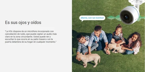 AE:366 Cámara Smart P/Exterior EZVIZ H3c FHD 1080p / Det. Personas por IA / Visión nocturna FullColor / IR (hasta 30mt.) / Captura de sonido / Defensa activa / Soporta microSD (hasta 512GB) / Resistente a la intemperie IP67 / Compatible: Alexa y asst. Goo