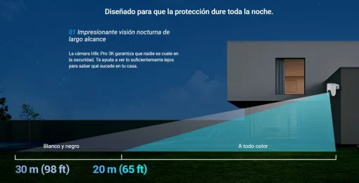 Cod. 743 Cámara Smart p/exterior 360° Wi-Fi EZVIZ H8c Pro 3K / Visión nocturna a color / IR (hasta 30mt.) / Detección Personas/Vehículos por IA / Seguimiento Zoom automático / Defensa activa / Audio bidireccional / Diseño resistente a la intemperie / Sopo