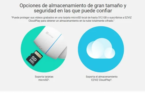AE:366 Cámara Smart P/Exterior EZVIZ H3c FHD 1080p / Det. Personas por IA / Visión nocturna FullColor / IR (hasta 30mt.) / Captura de sonido / Defensa activa / Soporta microSD (hasta 512GB) / Resistente a la intemperie IP67 / Compatible: Alexa y asst. Goo