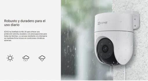 Cod. 742 Cámara Smart p/exterior 360° Wi-Fi EZVIZ H8c Pro 2K / Visión nocturna a color e IR (hasta 30mt.) / Detección Personas (tecnología IA) / Seguimiento Smart / Defensa activa / Audio bidireccional / Diseño resistente a la intemperie / Soporta microSD