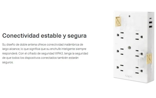 Cod. 1070  Enchufe Smart Wi-Fi 9 en 1 TP-Link Tapo P306 / 3*tomas smart + 3*tomas activos + 2*USB-A (QC3.0) + 1*USB-C (PD) carga rápida 18W / Compatible: Alexa, Google Home y Apple Siri / Prot. contra sobretensión / Programable y temporizador