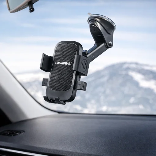 Cod. 297 Soporte de celular P/Auto Pavareal CH78 / 2en1 parabrisa &amp; tablero (ventosa potente) / Gira 360&deg; / Sujeci&oacute;n auto. / brazo telesc&oacute;pico 10&plusmn;15cm / Material: ABS+PC+silicona