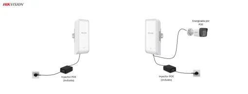 Cod. 155  Kit Radioenlaces Wi-Fi P/Exterior (5 km) HIKVISION DS-3WF02-5AC/D / 5 GHz; 867Mbps / MIMO 2*2, 12dBi  / Entrada-salida PoE estándar / Emparejamiento automático / Control: Web y APP Hik-Partner Pro / IP55