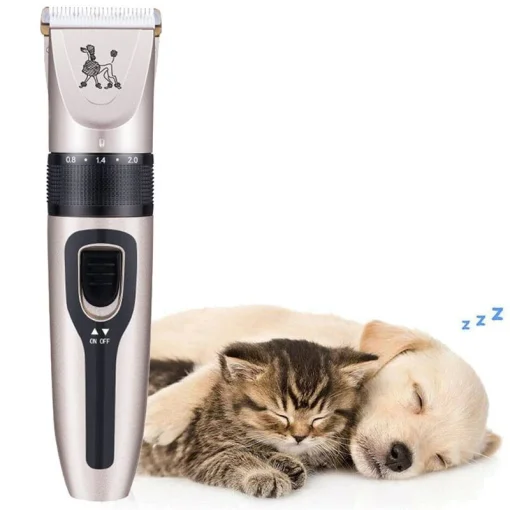 Cod. 697  Cortadora de pelo Inalámbrica para mascotas / Motor de 3v / cuchilla cerámica / 5 velocidades / Incluye: cargador, 4 peines, brocha de limpieza