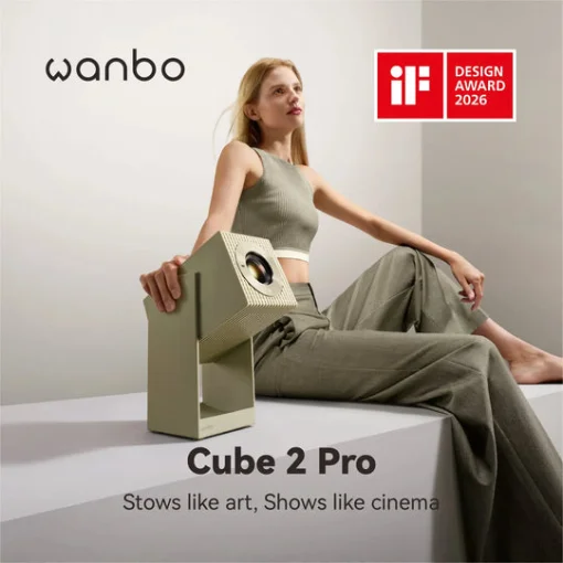 Cod. 062 Proyector Smart Wanbo Cube 2 Pro - by Xiaomi / FHD 1080P / OS Android TV 11 / 500 Ansi / Altavoz 8 W / HDMI, USB, Jack 3.5mm / Rotaci&oacute;n de card&aacute;n 230&deg;