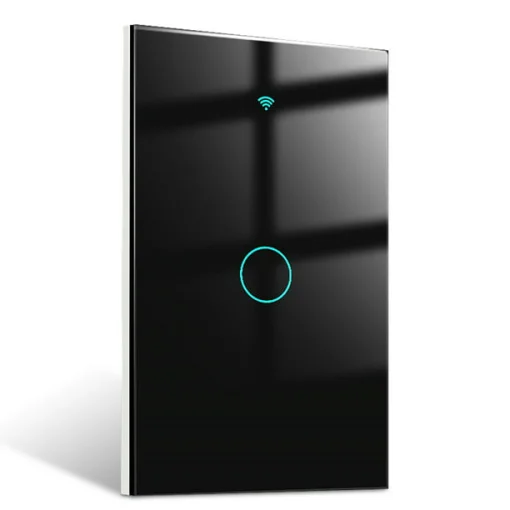Cod. I:885  Interruptor de pared Smart WIFI WHC05 / 1 botón táctil / No requiere Neutro / Control por APP Tuya o Smart Life / compatible con Alexa, Google Home / Dim.: 120*72*7mm / negro