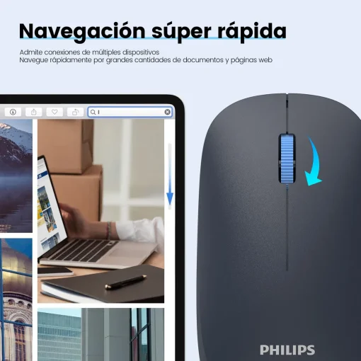 Cod. 273 Mouse PHILIPS 4000 Series SPK7438 / Dual Modo Wireless 2.4Ghz &amp; Bluetooth / 1600DPI / Silencioso