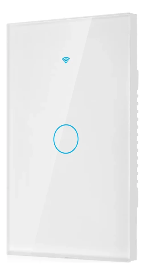 Cod. 888 Interruptor de pared Smart WIFI WHC05 WH / 1 botón táctil / No requiere Neutro / Control por APP / compatible con Alexa, Google Home / Dim.: 120*72*7mm / blanco