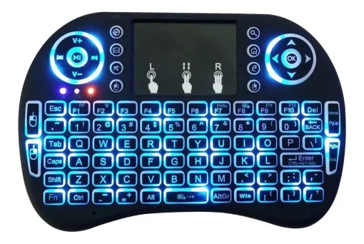 Cod.304 Mini Teclado inal&aacute;mbrico ENV / 2.4GHz / Iluminaci&oacute;n LED / panel t&aacute;ctil touchpad / Comp.: SmartTV, PC, Laptops, Android, TV Box, XBOX360/PS3