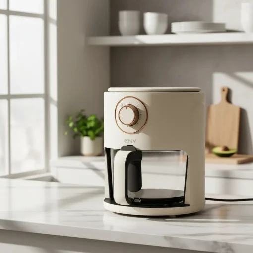 Cod. 1165 Freidora de aire ENV AF2202 / 4.5 Litros / Temp. hasta 200&deg;C / Control de Perilla / Cesta de fre&iacute;r de Vidrio Templado / 1200W / 110V