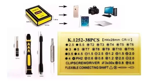 Cod. 199 Kit de Herramientas P/celulares, camaras, laptops etc. K.1252-38PCS