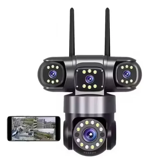 Cod. 422 C&aacute;mara Smart ENV Guardian Pro 6MP P/Exterior 360&deg; Triple Lente / Full Color 24/7 / Audio bidireccional / Detecci&oacute;n IA de Personas/movimientos / WiFi, RJ45 / Soporta microSD (hasta 128GB) / IP66