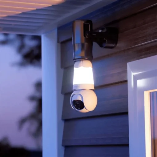 Cod. 417 C&aacute;mara/Foco Smart IMOU Bulb Cam (5MP) 3K UHD 340&deg; Wi-Fi / Visi&oacute;n Nocturna Full-Color / 25m IR / Detecci&oacute;n y Seg.&nbsp;IA (pers. veh.) / Audio bidireccional / Luz ON/OFF Programable / Soporta microSD(256GB) / Compatible: Google Home y Alexa