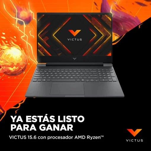 Cod. 1743 VICTUS by HP 15-fb3019la Gaming / AMD Ryzen&trade; 7 7445H / 8GB DDR5 / 512GB PCIe Gen4 SSD / NVIDIA&reg; GeForce RTX&trade; 3050 6GB GDDR6 / 15.6" FHD IPS 144Hz / FreeDOS / Wi-Fi 6 &amp; BT&reg; 5.4 / DTS: X&reg; Ultra / Teclado Retroiluminado Espa&ntilde;ol + num&eacute;rico