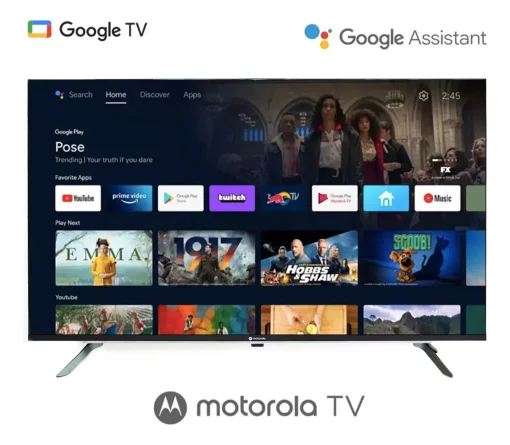 Cod. 142 Smart TV Motorola 43" FHD 43MKNFHD / Google TV / HDR / Wi-FI 5 &amp; Bluetooth / Google Cast / Dise&ntilde;o Sin Bodes (Bisel Met&aacute;lico) / Control remoto por voz
