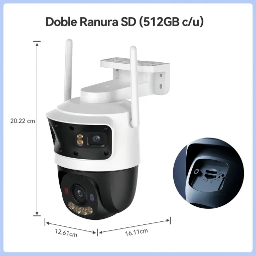 Cod. 401 Cámara Smart IMOU Cruiser Triple 11MP (2*fijas 3MP 160° + 5MP 360°) P/Exterior / Full Color 24/7 (30M) / IMOU SENSE™ / AIgo Play: persona/vehículo/ intrusiones y cruces de línea / Disuasión activa (luces roja, azul) / Audio bidireccional / Soport