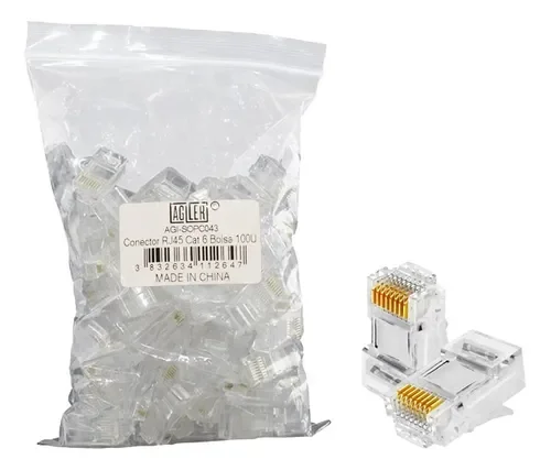 Cod. B:1091  Conector RJ45 CAT 5E (100 unidades) AGI-SOPC042
