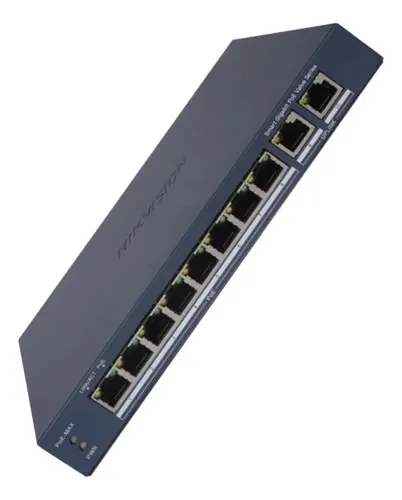 Cod. 136 Switch PoE Gigabit HIKVISION Smart Managed DS-3E1510P-EI/M / 8*Puertos PoE Gigabit (60 Watts) + 2*Uplink G. / hasta 300 metros / Gestión remota Hik-Partner Pro / Protección 6kV / Config. VLAN / carcasa metálica