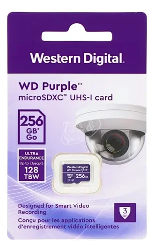 Cod. 290 Micro SD Western Digital WD Purple QD101 / 64GB / P/Videovigilancia / Clase 10 U1 / Lectura 50MB / Escritura 40MB / Ultra resistencia
