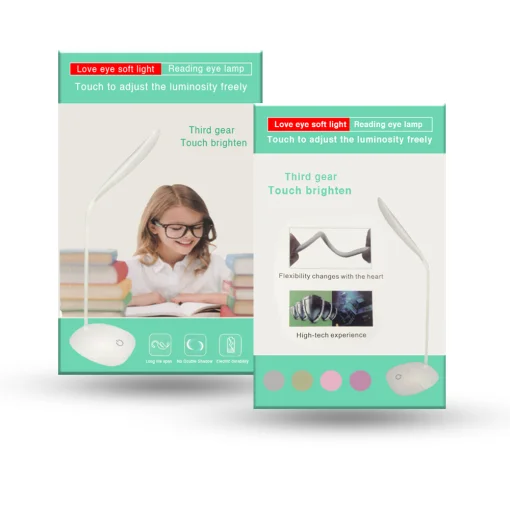 Cod. 1026 Lámpara Touch LED P/Escritorio / Recargable / Cuello Flexible / 3 niveles de Iluminación / Blanco