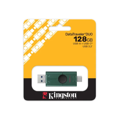 Cod. 260 Flash Memory Kingston DataTraveler® Duo 128GB / USB-A y USB-C (3.2 Gen1) / diseño de tapón deslizante