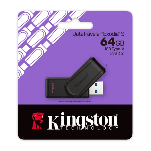 Cod. A:261 Flash Memory Kingston DataTraveler® Exodia S 64GB / USB-A (3.2 Gen1) / tapón giratorio black