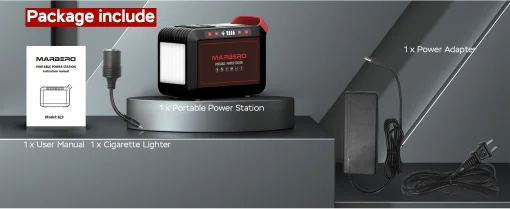 Cod. 179 Banco de Energía MARBERO 300W, 237Wh/64 000mAh, P/laptop: 2*Tomas AC 110V / 1*puerto DC / 4*puertos USB-A (2*QC 3.0 carga rápida + 2*5V/3.1A) / 1*USB-C 18W / 2*Linternas LED / Peso 4.6 lbs