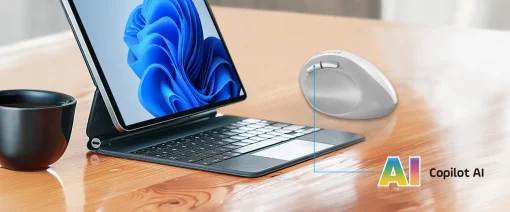 Cod. GE:268 Mouse Genius Vertical Wireless Ergo 8350S / Bluetooth + 2.4G / Ergonómico, Silencioso, Copilot AI / 2400DPI / 6 botones / Dark Grey