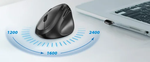 Cod. GE:268 Mouse Genius Vertical Wireless Ergo 8350S / Bluetooth + 2.4G / Ergonómico, Silencioso, Copilot AI / 2400DPI / 6 botones / Dark Grey