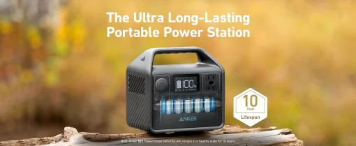 Cod. 207 Estación de energía portátil ANKER Solix 521, batería LiFePO4 de 256 Wh / 300 W (pico 600 W) / 2* tomas CA, 2*USB-A IQ, 1*USB-C PD 60 / carga rápida 1.5hr 80% / luz LED / Peso 8.2 lbs