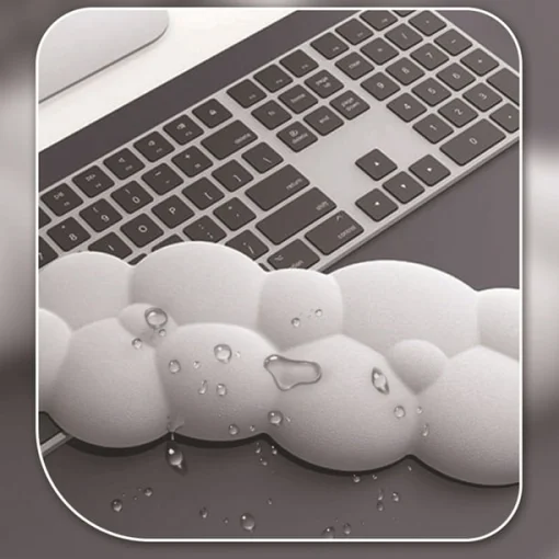 Cod. 043 Reposa muñecas P2 / forma de nube / Ergonómico / espuma viscoelástica / Base de goma antideslizante / Dim.: 110x430x10mm 