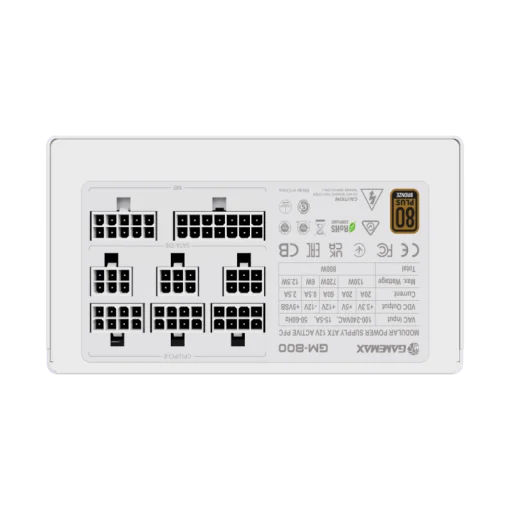 Cod. 153 Fuente de Poder GAMEMAX GM-800 Modular / Alta eficiencia 80 Plus Bronze / 800 Watts / 14CM Ventilador Bajo Ruido/ ATX /PC