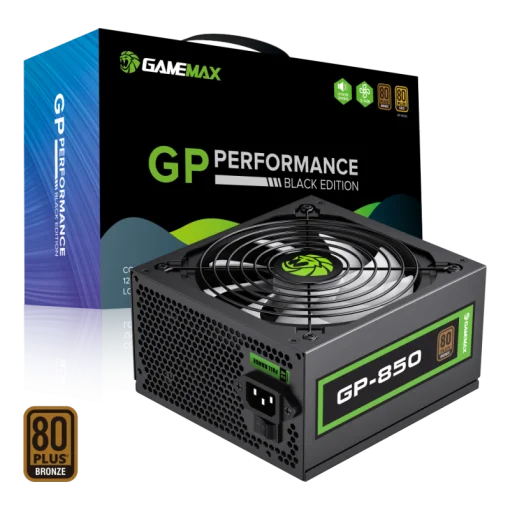 Cod. 148 Fuente de Poder GAMEMAX GP-850 BK/ Alta eficiencia 80 Plus Bronze / 850 Watts / 12/14CM Ventilador Bajo Ruido/ ATX /PC